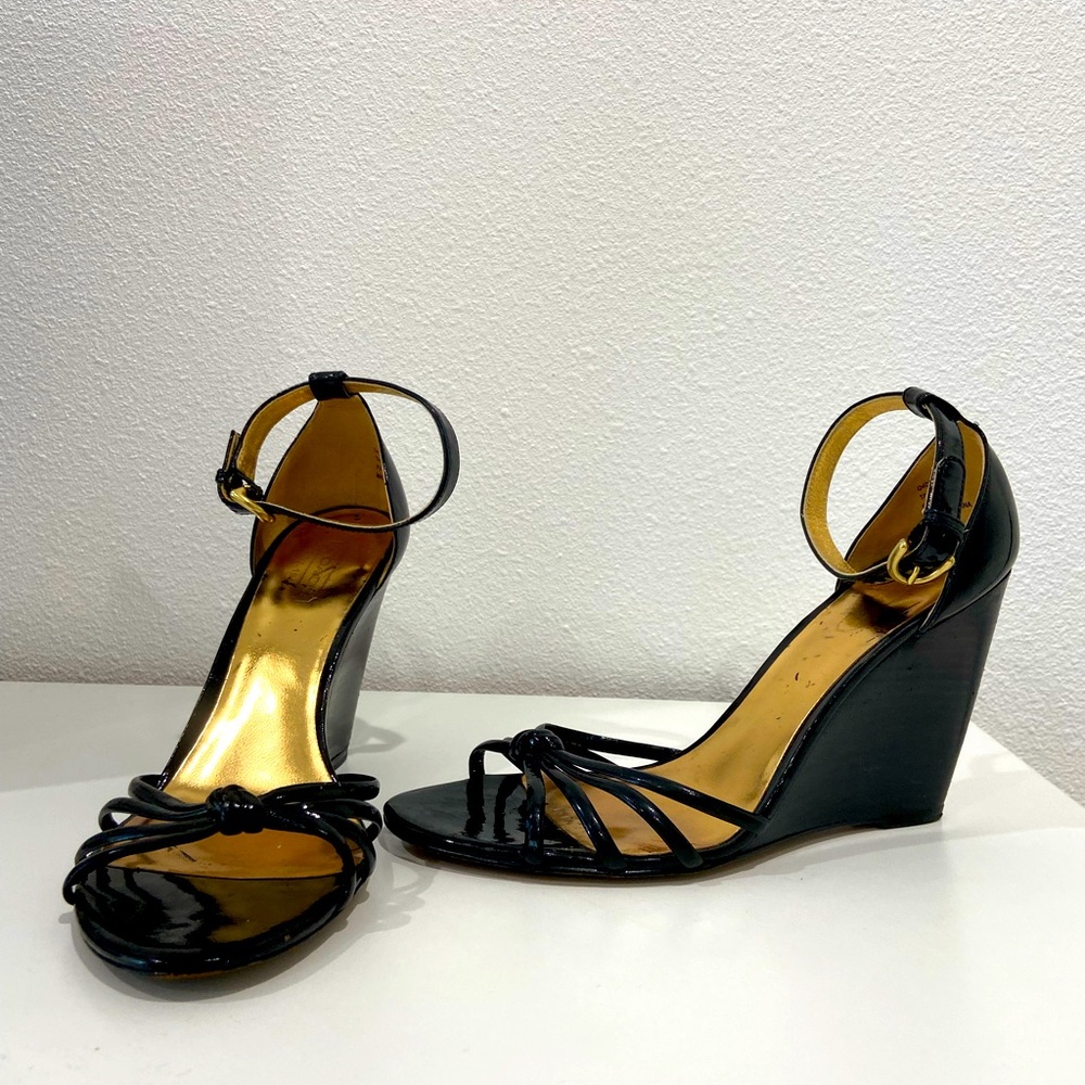 Coach Black Wedges with Gold Accents